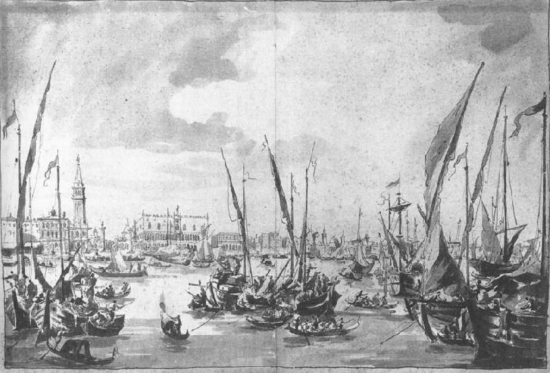 GUARDI, Francesco The Molo and the Riva degli Schiavoni from the Bacino di San Marco sdg